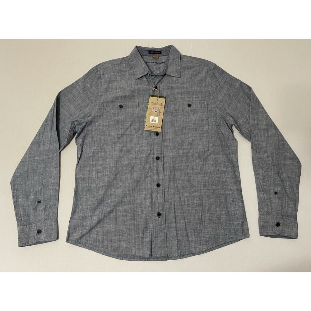 Tailor Vintage M Medium Luxe Performance Insignia Blue Button Down Long Sleeve - Picture 1 of 6